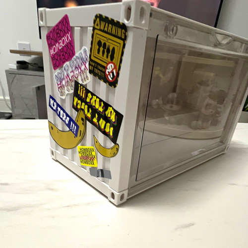 White display case clear front - white,